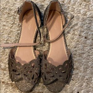 TOPSHOP Glitter Ankle Strap Sandal Butterfly Cutout